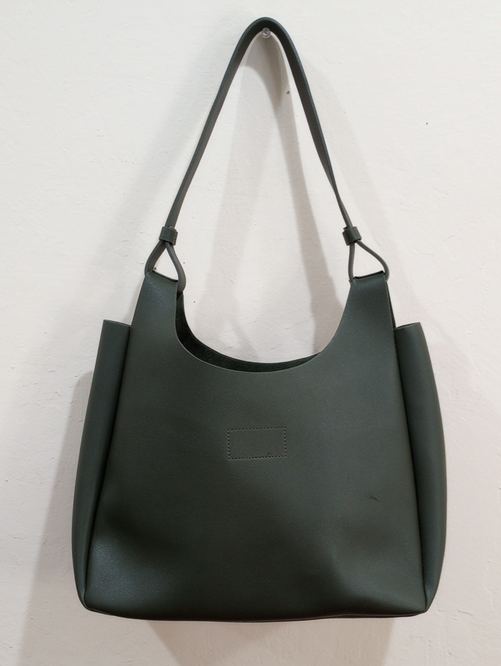 Neiman Marcus Vegan Leather Olive Green Open Tote Bag/Shoulder Purse - NWOT! - Picture 5 of 13